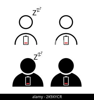 Set of Tired man icon, sleep emotion tired sign, bored concept symbol, graphic vector illustration . Stock Vector