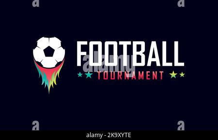 Football soccer logo template. Vector emblem design colorful style on dark background. Stock Vector