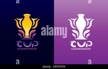 Colorful gradient style cup championship sports logo. Abstract illustration of trophy vector icon Stock Vector