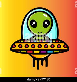 Happy alien design made with a colorful gradient.This artwork also has many patterns on it Stock Photo