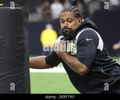 New Orleans Saints defensive end Cameron Jordan (94) warms up before an NFL  football game in New Orleans, Sunday, Sept. 10, 2023. (AP Photo/Gerald  Herbert Stock Photo - Alamy