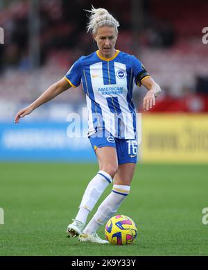 Crawley, UK. 30th Oct, 2022. Brighton's Emma Kullberg during the FA Women's Super League match between Brighton & Hove Albion and Tottenham Hotspur at the Broadfield Stadium in Crawley. 25th March 2022 Credit: James Boardman/Alamy Live News Stock Photo