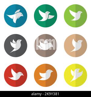 Vector group of bird in the circle on white background. Easy editable layered vector illustration. Wild Animals. Stock Vector