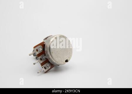 Close-up potentiometer on white background, isolated. Stock Photo