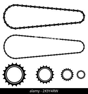 Set of Different Bicycle Chain Frames Isolated on White Background Stock Vector