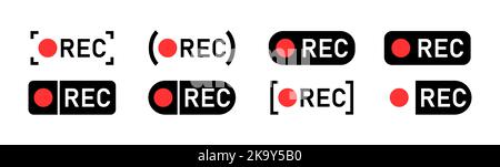 Record sign set, red panel, record Stock Vector