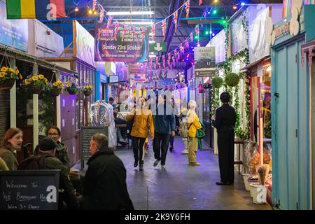 The interior of Tooting Market in South West London Stock Photo