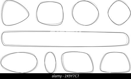 Line vector various shapes design elements. Different forms frames, decorative simple outline for invitation, banners, ad flyers, personal style Stock Vector