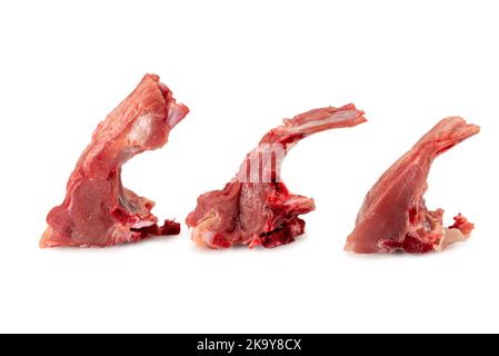 Raw fresh lamb loin chops isolated on white, clipping path Stock Photo