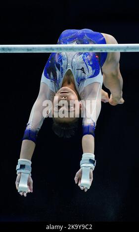 Japan's Shoko Miyata competes in the floor exercise finals during the ...