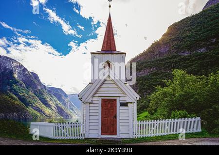 The smallest stave church in Undredal Scandinavia Stock Photo