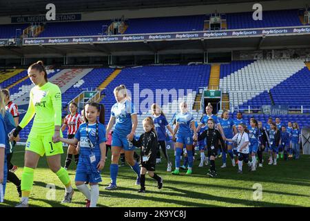 Birmingham, UK. 30th Oct, 2022. Mascots ahead of the FA Women's Championship match Birmingham City Women vs Sheffield United Women at St Andrews, Birmingham, United Kingdom, 30th October 2022 (Photo by Simon Bissett/News Images) Credit: News Images LTD/Alamy Live News Stock Photo