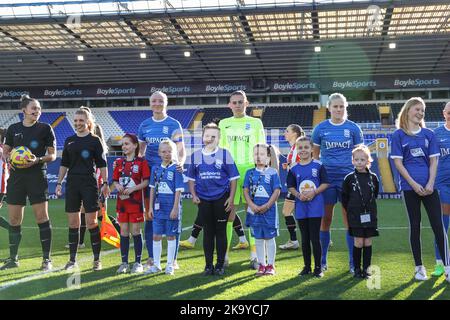 Birmingham, UK. 30th Oct, 2022. Mascots ahead of the FA Women's Championship match Birmingham City Women vs Sheffield United Women at St Andrews, Birmingham, United Kingdom, 30th October 2022 (Photo by Simon Bissett/News Images) Credit: News Images LTD/Alamy Live News Stock Photo