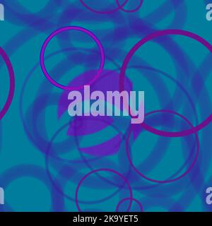Geometric abstract seamless pattern random arranged lilac rings on azure background.Round shapes halftone rings wallpaper with layering effect.For sta Stock Photo