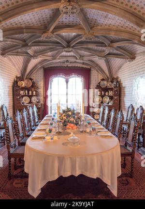 Formal table set out  no people in vintage setting Stock Photo