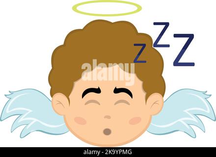 Vector illustration of a boy angel cartoon sleeping Stock Vector