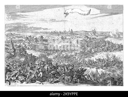 The battle of Seneffe between the army of the Allies (Netherlands, Spain, Austria) under William III and the French army under Marshal Conde on 11 Aug Stock Photo