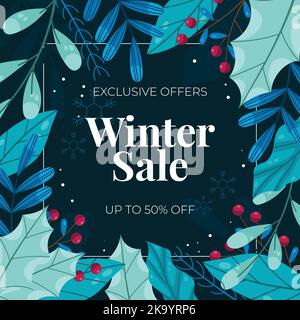 hand drawn flat winter sale banner vector design illustration Stock Vector