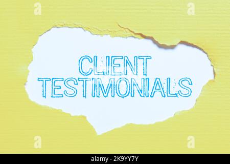 Hand writing sign Client Testimonials. Business idea Various Engineered Databases Softwares Applications Thinking New Writing Concepts, Breaking Stock Photo