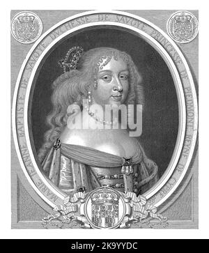 Portrait of Maria Johanna Baptiste, Duchess of Savoy, Pieter van Schuppen, after Charles Beaubrun, 1666 Stock Photo