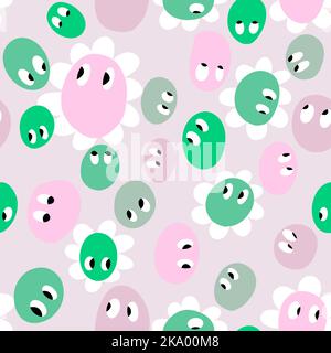 Cartoon beans seamless polka dots monsters pattern for wrapping paper and fabrics and linens and kids clothes print and kindergarten. High quality ill Stock Photo