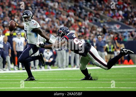 Houston Texans defensive end Rasheem Green (92) leaving the field after an  NFL football game against the Jacksonville Jaguars on Sunday, Oct. 9, 2022,  in Jacksonville, Fla. (AP Photo/Gary McCullough Stock Photo - Alamy