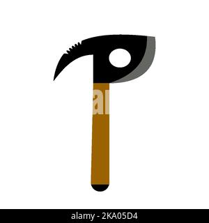 Tourist hunting axe cleaver knife black metal flat. Military hunting camping equipment cooking food cutting firewood meat fighting protection axes cold heavy weapons versatile vintage travel isolated Stock Vector