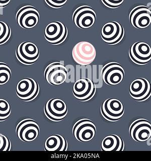 Seamless pattern with decorated spheres on grey background. Stock Vector