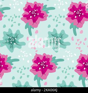 Floral colorful seamless pattern. Hand drawing Flowers. Stock Vector