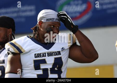 Milan, Italy. 30th Oct, 2022. 54 Jamaal Fredericks LB 190 132 10/12/1991 British London Warriors during 2023 European Championship Qualifiers - Italy vs England, Football in Milan, Italy, October 30 2022 Credit: Independent Photo Agency/Alamy Live News Stock Photo