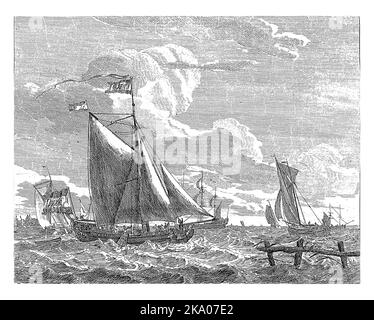 Big sailing ship in the sea. Ink black and white drawing Stock Photo ...
