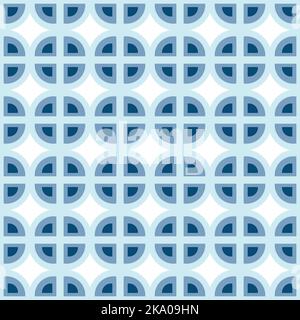 Seamless Ornamental pattern of simple geometric shapes in trendy wintery blue shades. Abstract repeating texture. Isolate. Template for lettering, background for web, poster, card, brochure, Flyer. Stock Vector