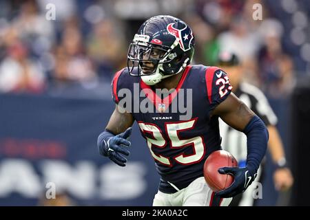 September 18, 2022: Denver Broncos running back Javonte Williams (33)  hurdles Houston Texans cornerback Desmond King II (25) in the football game  between the Denver Broncos and Houston Texans at Empower Field