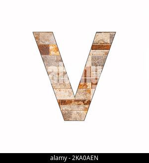 Alphabet letter V - Rustic tile background Stock Photo