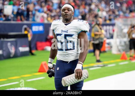 Tennessee Titans linebacker Monty Rice 56 in action against the