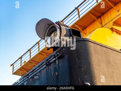 Traffic light on the train Stock Photo