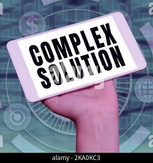 Conceptual display Complex Solution. Business concept computer time or service including data processing services Important Idea Shown On Phone On Stock Photo