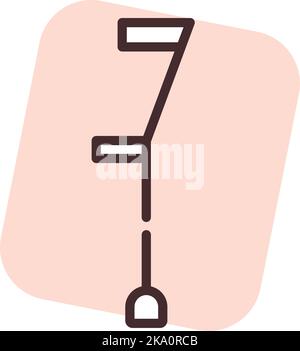 Walking stick aid, illustration or icon, vector on white background. Stock Vector