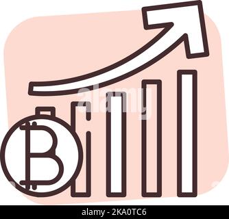 Blockchain increase, illustration or icon, vector on white background. Stock Vector