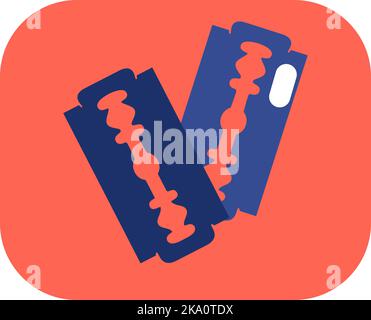 Barber shop razor blade, illustration or icon, vector on white background. Stock Vector