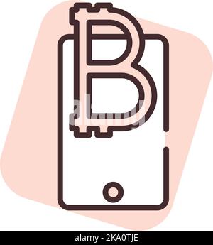 Blockchain mobile, illustration or icon, vector on white background. Stock Vector