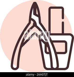 Beauty nail, illustration or icon, vector on white background. Stock Vector