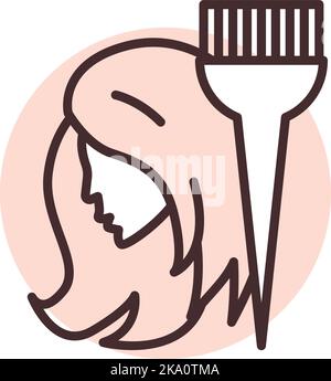 Beauty hair dyeing, illustration or icon, vector on white background. Stock Vector