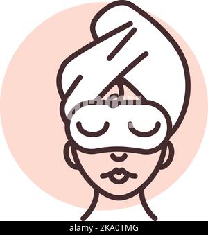 Beauty sleeping mask, illustration or icon, vector on white background. Stock Vector
