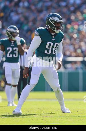 Philadelphia Eagles defensive end Robert Quinn (98) reacts during