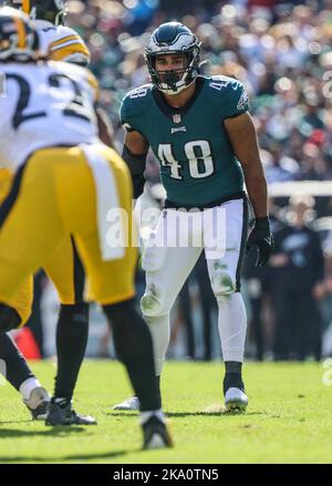 Philadelphia Eagles linebacker Patrick Johnson (48) runs during an NFL  football game against the Washington Commanders, Sunday, Sept. 25, 2022 in  Landover, Md. (AP Photo/Daniel Kucin Jr Stock Photo - Alamy