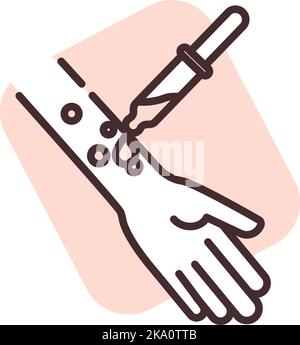 Beauty allergy testing, illustration or icon, vector on white background. Stock Vector