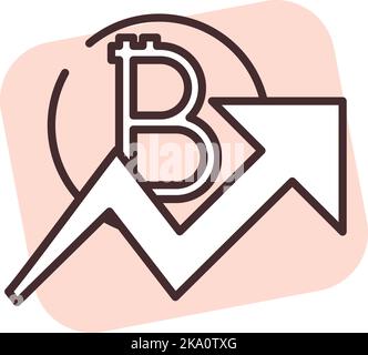 Blockchain increase, illustration or icon, vector on white background. Stock Vector