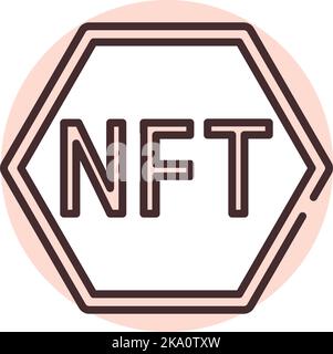 Blockchain NFT, illustration or icon, vector on white background. Stock Vector