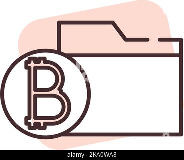 Blockchain folder, illustration or icon, vector on white background. Stock Vector